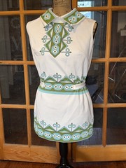Vintage Encore Fashion 1950s 1960s Mod Tunic Top Side Slits Tie Back Mini Dress