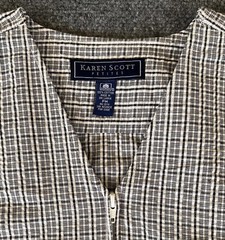 Karen Scott Womens VTG Seersucker Jacket Gray Check Full Zip Lightweight