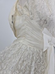 1950s Cupcake Puffy Mini Wedding Dress, Prom , Silver, *broken Metal Zipper XS