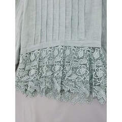 Vintage Cloak of Many Colors Blouse 16 Sage Green Linen Lace Pleated Peplum