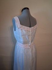 vintage 1960s Dress, Maxi Lorrie Deb White Pink Summer Sun Prom Dress Size M