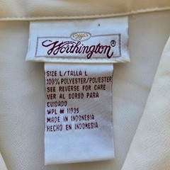 Vintage Classic Worthington Cream Short Sleeve Button Up Blouse Notched Collar L