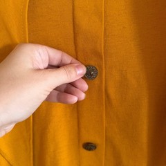 The In Club Vintage Mustard Yellow Ruffle Sailor Collar Button Top Size 8 USA