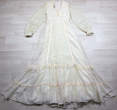 Vintage 1970s Gunne Sax Maxi Dress (9) Wedding Bridal Renaissance Boho Lace