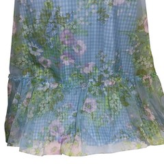 Vintage Dress XS Gingham Blue White Maxi Cottagecore USA Union Made Feminine