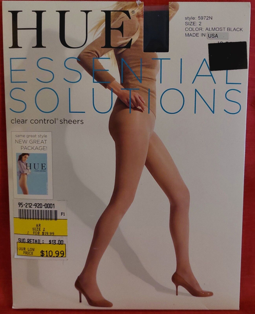 Vintage Pantyhose HUE ESSENTIAL SOLUTIONS Color Almost Black Size 2 BONT1