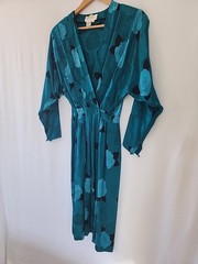 Vintage 80’s Silk Studio 100% Silk Dress Teal Blue & Black Size 8
