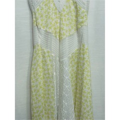 Anthropologie Boho Cottagecore Leifnotes Light Yellow & White V‑Neck Midi Dress