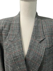 VTG Amanda Smith Gray Glen Plaid Check Tweed Blazer Shoulder Pads Sz 14