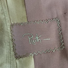 40s 50s VINTAGE Ruth Taupe Suit Jacket Midi Skirt Set Green Lining Size XS #45E3