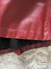 Vintage 1970’s Argentine Burgundy Leather Coat W/ Hood And Quilted Lining 13/14