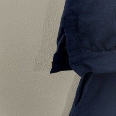 Julie Brown Vintage Size 8 Blue Button Drawstring Waist Linen Blend Shirt Dress