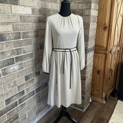 70s VINTAGE Nancy Greer New York Polka Dot Midi Dress Hat Set Size 10 #1402