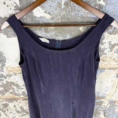 Vintage 90’s Silk Midi Whimsigoth Dress Purple Sleeveless Scoop Neck A-Line Sz S
