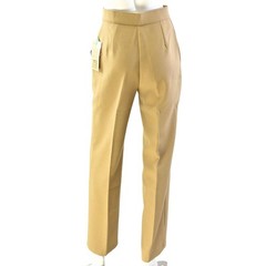 70s Vintage Tan High Waist Straight Leg Pants Womens 2 Creased Mod Light Brown