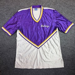 Rare Vtg Lady Champion Jersey Women L Purple White Bulldogs Nylon 90s Made USA