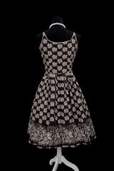 Vintage Cotton Floral Dress Full Skirt Retro 50s/ Mid Century Style