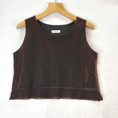Rexx Bronze Metallic Lurex Mesh Tank Women L 90s Vintage Party Rave Club Disco