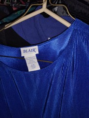 16 16W xl Misses Blue Curvy Blair Vintage Dress Satin Lined Midi Modest Stretch