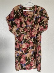 Vintage 80s/90s Floral Rose Wrap Robe Tie Around Women’s Size M