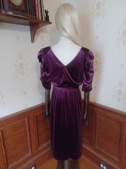 Vintage 1970s J.M. II Purple Velour Witchy Whimsigoth Victorian Revival Dress