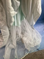 Vintage 80s Gunne Sax Jessica McClintock Mint Green Lace Wedding Formal Dress XS