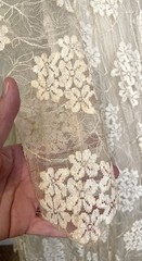 VTG 50s 60s Floral Lace Wedding Dress 34″ Bust 4 6 Full Skirt Off the Shoulder