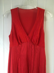 Vintage Red MG JcPenny s Long No Sleeve Night Gown Size Small Polyester/Nylon