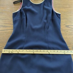 DATIANI Vintage sleeveless open back cocktail elegant navy blue dress sz 12