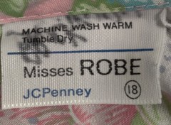 Vintage JCPenney Misses Size 18 House Coat Pocket Snap Front Floral MuMu