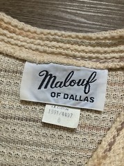 Vintage Malouf of Dallas Women Knit Midi Dress Striped V-Neck Elastic Waist Sz 8