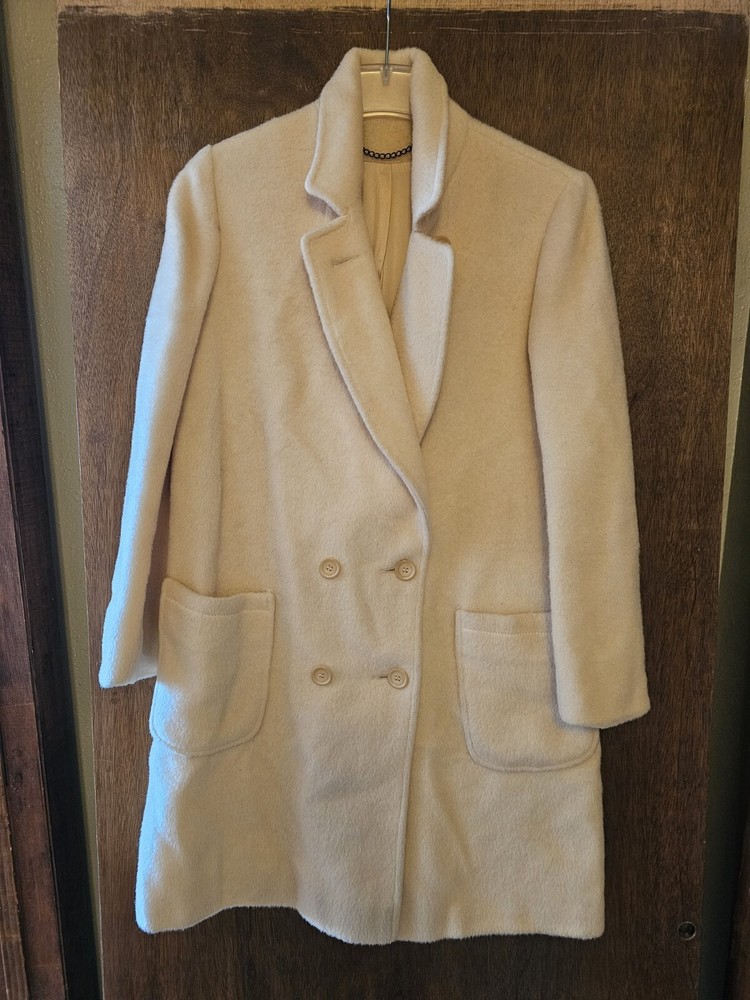 Vintage Stevens Forstmann Trench Coat Wool Mohair Tan Cream