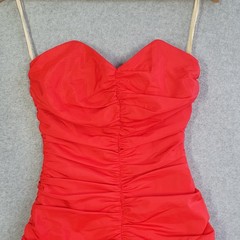 VTG Newsflash Dress Sz 8 red Black Strapless Ruffle Tulle 80s Disco Prom Costume