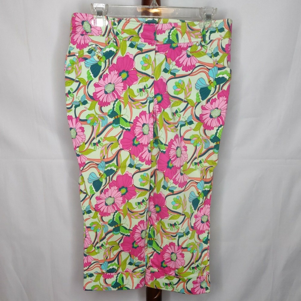 Willi Smith Vintage women’s 10 capri pants multicolor zip cuffed bottoms pockets