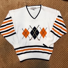 VTG Quantum 80s Golf Argyle Sweater Preppy Country Club SZ M Old Money Classic