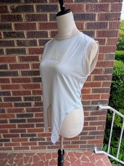 VTG* Y2K Frontline Dance Girl Tank Top-‘NY Groove Tee’- Light Grey/Beige-Sz M/L