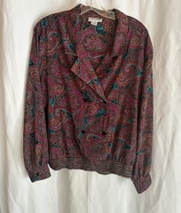 Vintage 1980 Women’s Paisley Blouse Long Sleeve Top Shirt 14 by Alfred Dunner