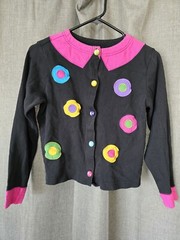 Copper Key Vintage 80s Colorful Polka Dot Cardigan Faux Collar