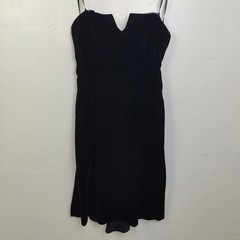 Vintage 1950s Womens Dress Small Black Velvet Sweetheart Bow Glamour
