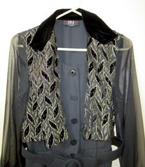 Vintage 80s Disco Dance Club Sheer Sleeve Velvet Vest Gold Metallic Jumpsuit PXS