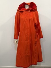 Vtg MycraPac Now Reversible Long Hooded Cape Red/Orange Sz S/M Raincoat Wind