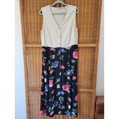 Vintage Ship ‘N Shore Navy Floral Button Front Dress XL