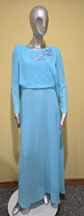 Vtg Mister Jay Semi Sheer Back & Front Blouson Floral Formal Dress Size 8 Blue