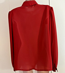 Lloyd Williams Red Blouse, Tucked Bodice sz 10 polyester