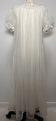 Vtg 50s Bridal Peignoir & Nightgown Set M White Blue Floral Lace Romantic