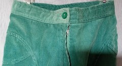 RARE Vtg 60s-70s Green Corduroy ATA Fashions ISRAEL Bell Bottom Cords 24×31.5
