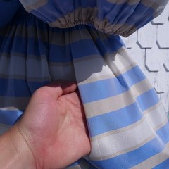 AMAZING vintage 1970s Saks Fifth Avenue striped satin puff sleeve party dress