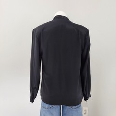 Vintage Fritz & Lloyd Black Long Sleeve Blouse Shoulder Pads Womens Tag Size 10