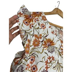 Joie 100% Linen Floral Shift Dress V-Neck Ruffle Sleeve Boho Cottagecore