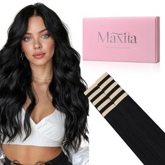 MAXITA 22″ Jet Black Remy Human Tape-In Hair Extensions 30g 10pcs Seamless